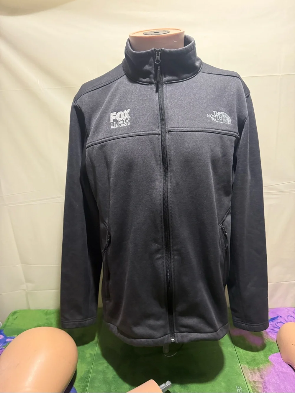 The North Face Men's Charcoal Black Lightweight Full-Zip Jacket FOX embroidery